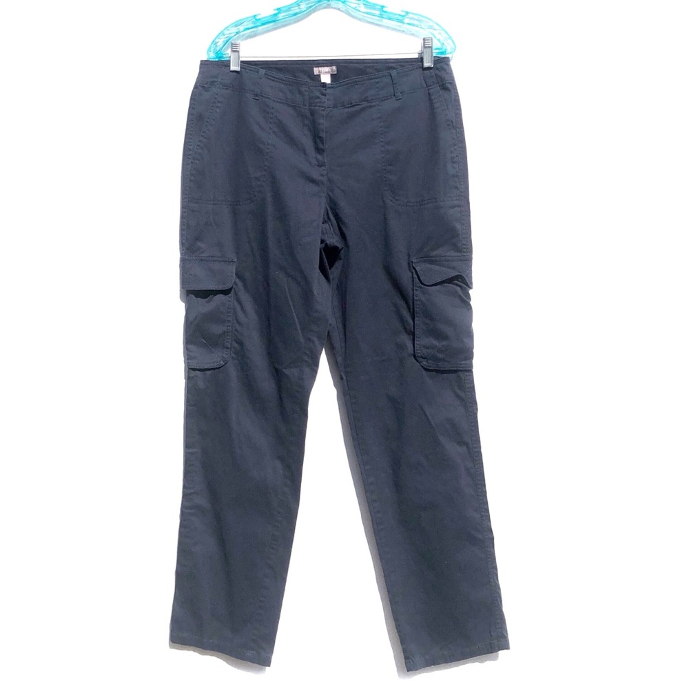 J. Jill Stretch Navy Blue Straight Leg Casual Mom Comfortable Cargo Pants EUC 12